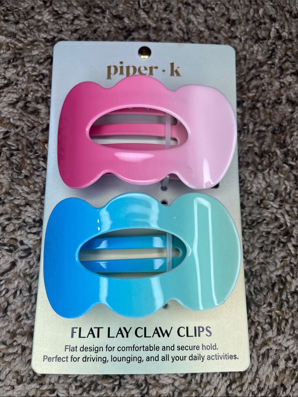 piper·k Pink & Aqua Flat Lay Claw Clips - Set of 2
